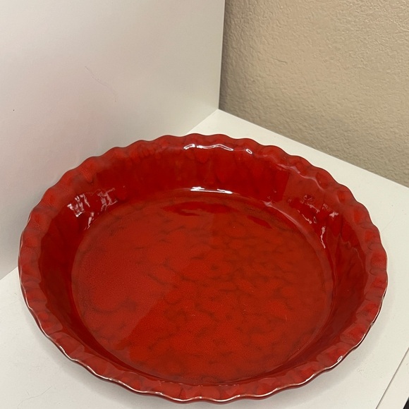 Cer.Alte Other - Vintage | Cer.Alte Made in Italy Red Ceramic Pie Dish Scalloped Edge